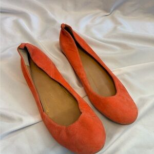 J. Crew Coral Suede Ballet Flats